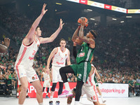 Lorenzo Brown of Panathinaikos participates in the Euroleague basketball match between Panathinaikos AKTOR Athens and FC Bayern Munich at OA...