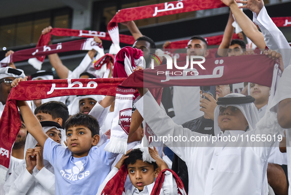 Fans of Qatar celebrate after winning the FIFA World Cup 2026 AFC Asian Qualifiers 3rd round group A match between Qatar and Kyrgyzstan at A...