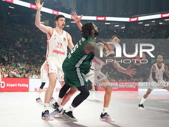 Mattias Lessor of Panathinaikos BC participates in the Euroleague basketball match between Panathinaikos AKTOR Athens and FC Bayern Munich a...