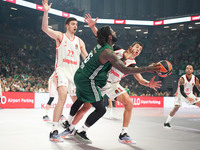 Mattias Lessor of Panathinaikos BC participates in the Euroleague basketball match between Panathinaikos AKTOR Athens and FC Bayern Munich a...