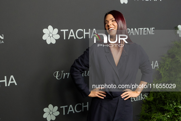 Laura Matamoros Flores attends a photocall for the anniversary of Tacha in Madrid, Spain, on October 10, 2024. 