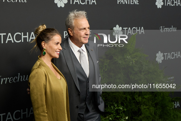 Singer David Summers and Christine Cambeiro attend a photocall for the anniversary of Tacha in Madrid, Spain, on October 10, 2024. 