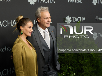 Singer David Summers and Christine Cambeiro attend a photocall for the anniversary of Tacha in Madrid, Spain, on October 10, 2024. (