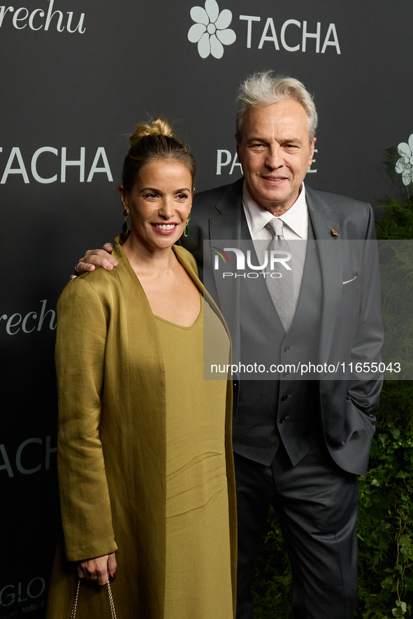 Singer David Summers and Christine Cambeiro attend a photocall for the anniversary of Tacha in Madrid, Spain, on October 10, 2024. 