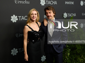 Actors Javier Veiga and Marta Hazas attend a photocall for the anniversary of Tacha in Madrid, Spain, on October 10, 2024. (