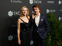 Actors Javier Veiga and Marta Hazas attend a photocall for the anniversary of Tacha in Madrid, Spain, on October 10, 2024. (