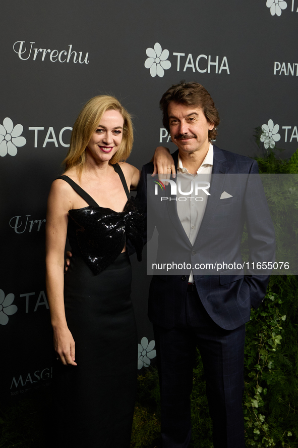 Actors Javier Veiga and Marta Hazas attend a photocall for the anniversary of Tacha in Madrid, Spain, on October 10, 2024. 