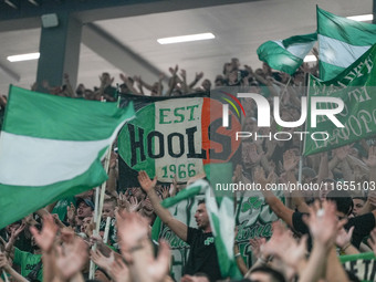 Panathinaikos supporters are seen during the Euroleague basketball match between Panathinaikos AKTOR Athens and FC Bayern Munich at OAKA Oly...