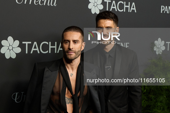 Designer Pelayo Diaz and Andy McDougall attend a photocall for the anniversary of Tacha in Madrid, Spain, on October 10, 2024. 