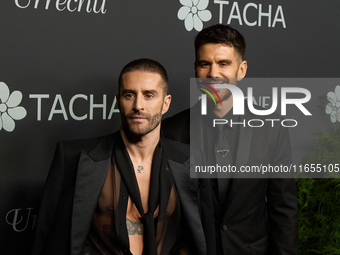 Designer Pelayo Diaz and Andy McDougall attend a photocall for the anniversary of Tacha in Madrid, Spain, on October 10, 2024. (