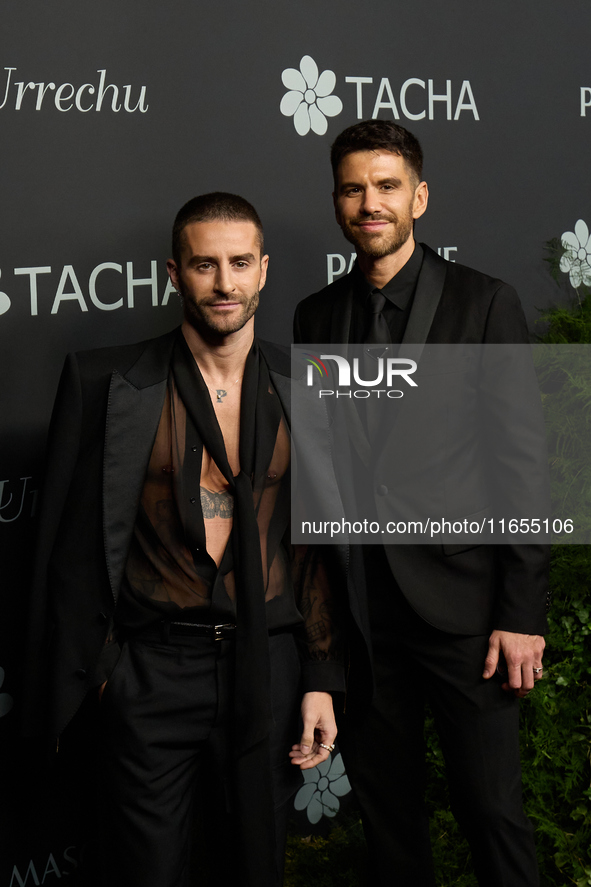 Designer Pelayo Diaz and Andy McDougall attend a photocall for the anniversary of Tacha in Madrid, Spain, on October 10, 2024. 