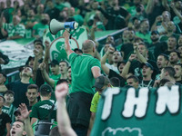 Panathinaikos supporters are seen during the Euroleague basketball match between Panathinaikos AKTOR Athens and FC Bayern Munich at OAKA Oly...