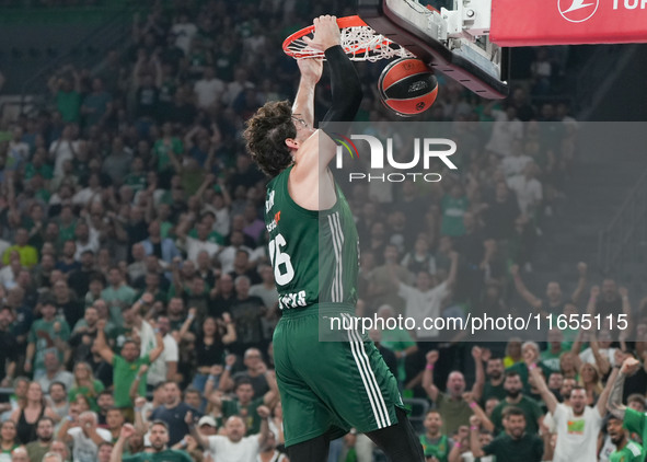 Cedi Osman of Panathinaikos plays during the Euroleague basketball match between Panathinaikos AKTOR Athens and FC Bayern Munich at OAKA Oly...