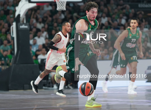 Cedi Osman of Panathinaikos plays during the Euroleague basketball match between Panathinaikos AKTOR Athens and FC Bayern Munich at OAKA Oly...