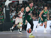 Cedi Osman of Panathinaikos plays during the Euroleague basketball match between Panathinaikos AKTOR Athens and FC Bayern Munich at OAKA Oly...