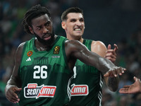 Mattias Lessor of Panathinaikos reacts during the Euroleague basketball match between Panathinaikos AKTOR Athens and FC Bayern Munich at OAK...