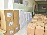 Distribution of rations from UNICEF and the Ministry of Social Affairs occurs in schools for displaced people in Beirut, Lebanon, on October...