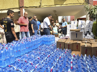 Distribution of rations from UNICEF and the Ministry of Social Affairs occurs in schools for displaced people in Beirut, Lebanon, on October...