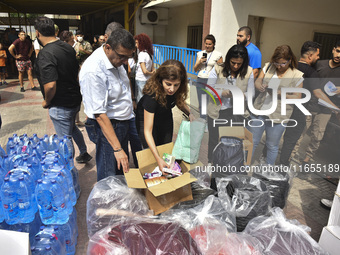 Distribution of rations from UNICEF and the Ministry of Social Affairs occurs in schools for displaced people in Beirut, Lebanon, on October...