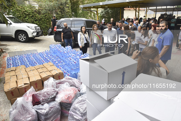 Distribution of rations from UNICEF and the Ministry of Social Affairs occurs in schools for displaced people in Beirut, Lebanon, on October...