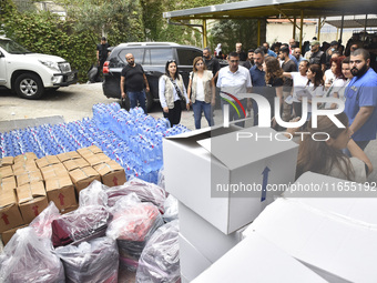 Distribution of rations from UNICEF and the Ministry of Social Affairs occurs in schools for displaced people in Beirut, Lebanon, on October...