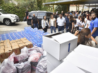 Distribution of rations from UNICEF and the Ministry of Social Affairs occurs in schools for displaced people in Beirut, Lebanon, on October...