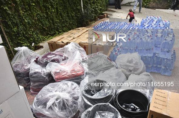 Distribution of rations from UNICEF and the Ministry of Social Affairs occurs in schools for displaced people in Beirut, Lebanon, on October...