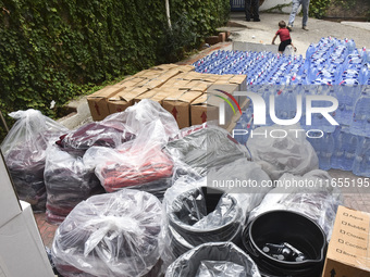 Distribution of rations from UNICEF and the Ministry of Social Affairs occurs in schools for displaced people in Beirut, Lebanon, on October...