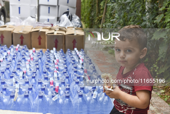 Distribution of rations from UNICEF and the Ministry of Social Affairs occurs in schools for displaced people in Beirut, Lebanon, on October...