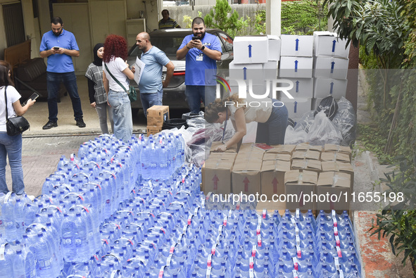 Distribution of rations from UNICEF and the Ministry of Social Affairs occurs in schools for displaced people in Beirut, Lebanon, on October...