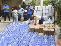 Distribution of rations from UNICEF and the Ministry of Social Affairs occurs in schools for displaced people in Beirut, Lebanon, on October...