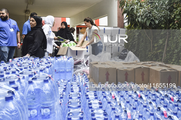 Distribution of rations from UNICEF and the Ministry of Social Affairs occurs in schools for displaced people in Beirut, Lebanon, on October...