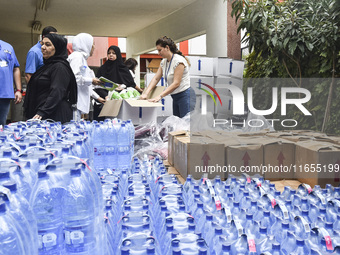 Distribution of rations from UNICEF and the Ministry of Social Affairs occurs in schools for displaced people in Beirut, Lebanon, on October...