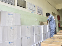 Distribution of rations from UNICEF and the Ministry of Social Affairs occurs in schools for displaced people in Beirut, Lebanon, on October...