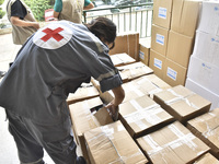 Distribution of rations from UNICEF and the Ministry of Social Affairs occurs in schools for displaced people in Beirut, Lebanon, on October...