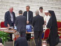 Pope Francis attends the Instrumentum laboris part II at the Paolo VI Hall in the Vatican on October 10, 2024. (