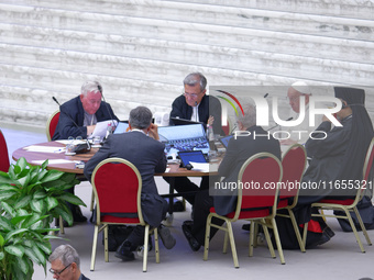 Pope Francis attends the Instrumentum laboris part II at the Paolo VI Hall in the Vatican on October 10, 2024. (