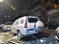 Teams conduct search and rescue operations at the scene after the Israeli army launches an airstrike on the Nowayri area of Beirut, Lebanon,...