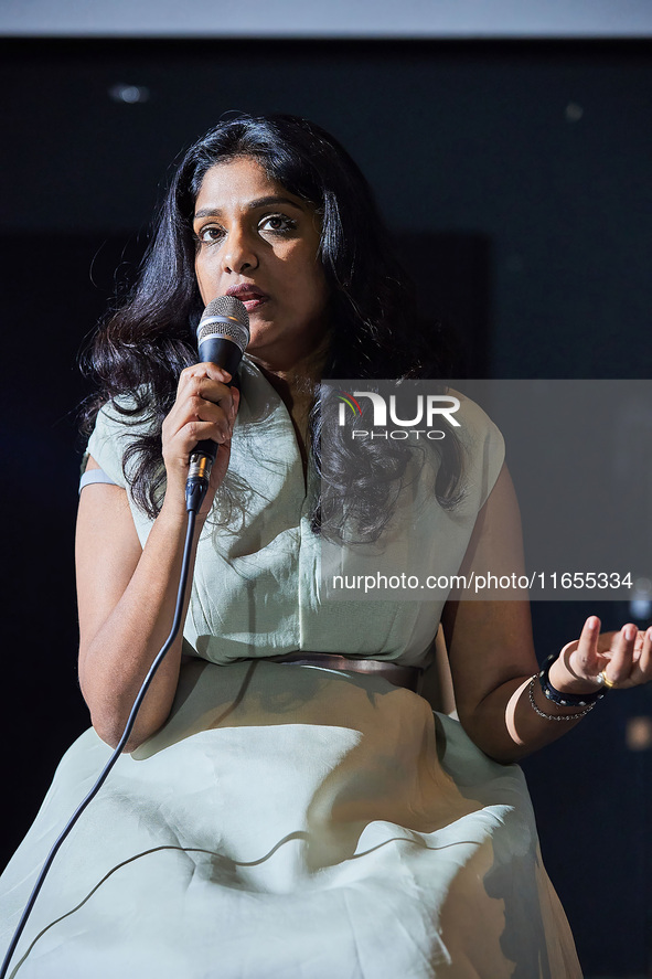 Indian film producers Priyanka Dutt and Swapna Dutt attend a talk after the screening of their new film ''Kalki 2898-AD'' at Lotte Cinema in...