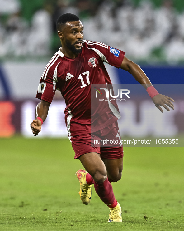 Ismail Mohamad of Qatar plays in the FIFA World Cup 2026 AFC Asian Qualifiers 3rd round group A match between Qatar and Kyrgyzstan at Al Thu...