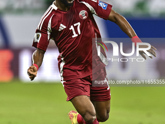 Ismail Mohamad of Qatar plays in the FIFA World Cup 2026 AFC Asian Qualifiers 3rd round group A match between Qatar and Kyrgyzstan at Al Thu...