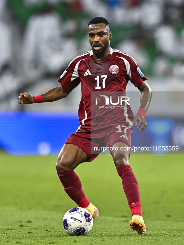 Ismail Mohamad of Qatar plays in the FIFA World Cup 2026 AFC Asian Qualifiers 3rd round group A match between Qatar and Kyrgyzstan at Al Thu...