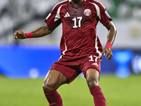 Ismail Mohamad of Qatar plays in the FIFA World Cup 2026 AFC Asian Qualifiers 3rd round group A match between Qatar and Kyrgyzstan at Al Thu...