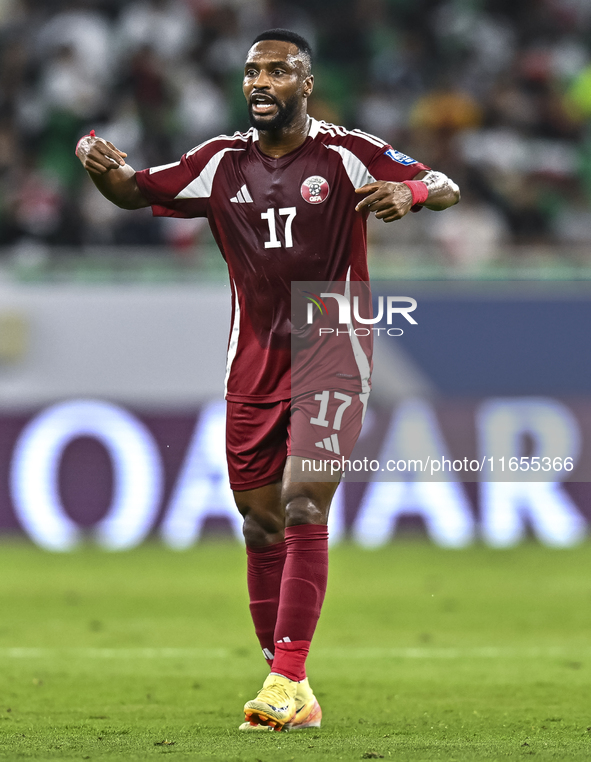 Ismail Mohamad of Qatar plays in the FIFA World Cup 2026 AFC Asian Qualifiers 3rd round group A match between Qatar and Kyrgyzstan at Al Thu...