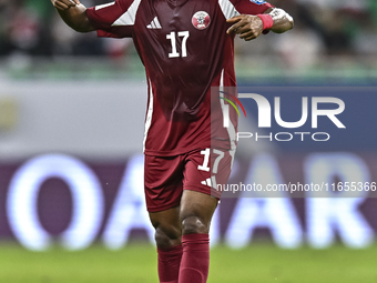 Ismail Mohamad of Qatar plays in the FIFA World Cup 2026 AFC Asian Qualifiers 3rd round group A match between Qatar and Kyrgyzstan at Al Thu...