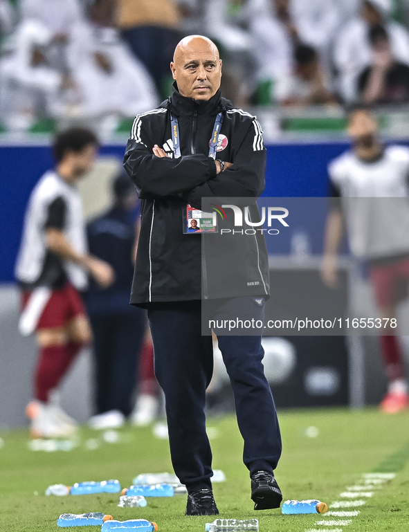 Bartolome Marquez, head coach of Qatar, reacts during the FIFA World Cup 2026 AFC Asian Qualifiers 3rd round group A match between Qatar and...