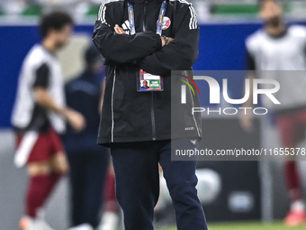 Bartolome Marquez, head coach of Qatar, reacts during the FIFA World Cup 2026 AFC Asian Qualifiers 3rd round group A match between Qatar and...