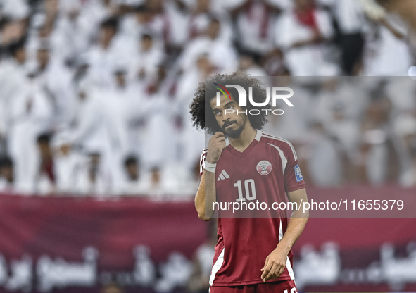 Akram Afif of Qatar plays in the FIFA World Cup 2026 AFC Asian Qualifiers 3rd round group A match between Qatar and Kyrgyzstan at Al Thumama...