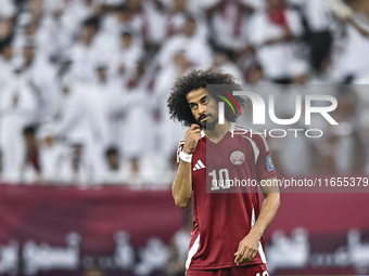 Akram Afif of Qatar plays in the FIFA World Cup 2026 AFC Asian Qualifiers 3rd round group A match between Qatar and Kyrgyzstan at Al Thumama...