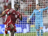 Almoez Ali of Qatar celebrates after scoring the opening goal during the FIFA World Cup 2026 AFC Asian Qualifiers 3rd round group A match be...